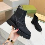 Gucci Gg Jacquard Canvas Ankle Boot Triple Black 739777 Fab5I 1000 - Image 6