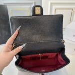 Chanel Mini Flap Bag Grained Shiny And Gold Tone Metal Black 23Cm As5218 B18321 94305 - Image 5