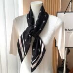 Chanel Square Scarf Jacquard Silk Twill In Black Ecru And Pink 90Cm Aaa777 B19447 Naffw - Image 6