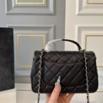 Chanel Mini Flap Bag With Top Handle Silver Hardware Black 20Cm As2431 B06660 94305 - Image 5