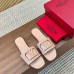 Valentino Smooth Leather Slippers With Vlogo Light Pink - Image 2