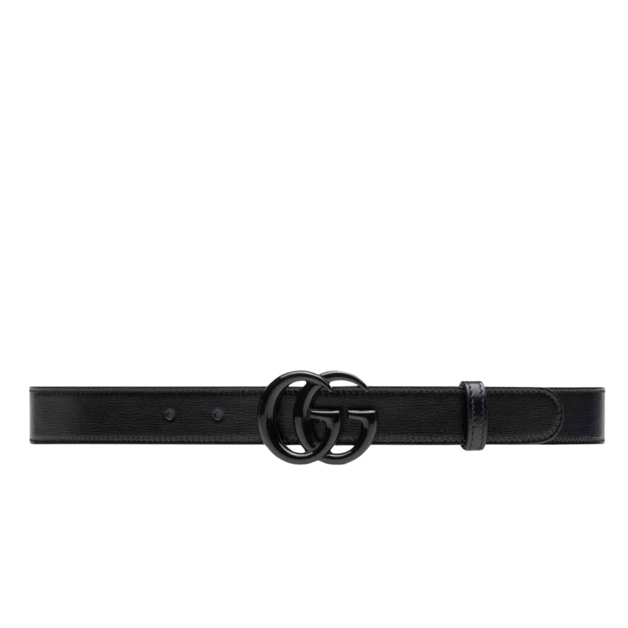 50 Gucci Gg Marmont Thin Belt Black Leather 414516 18Yxv 1000 - Image 1