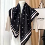 Chanel Square Scarf Jacquard Silk Twill In Black Ecru And Pink 90Cm Aaa777 B19447 Naffw - Image 5