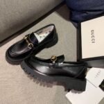Gucci Women’S Leather Lug Sole Horsebit Loafers Black 577236 Ds800 1000 - Image 6