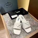 Prada Brushed Leather Slide In White - Image 5