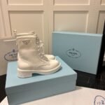 Prada Brushed Leather Abd Re Nylon Boots Creme 1T782M 3Lf7 F0F24 F B050 - Image 6