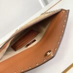 Valentino Garavani Rockstud Raffia Clutch Bag In Brown 28Cm - Image 5