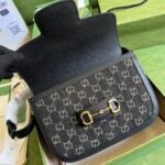 Gucci Horsebit 1955 Original Gg Shoulder Bag Black Ivory 25Cm 602204 Un3Bg 1274 - Image 6