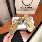 Chanel Gold Pearl Cc Logo Thong Sandals Golden - Image 2