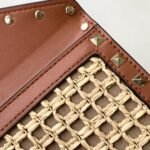 Valentino Garavani Rockstud Raffia Clutch Bag In Brown 28Cm - Image 4