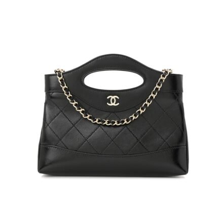 Chanel 24C Mini 31 Clutch With Chain Shiny Calfskin Black 24Cm