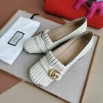 Gucci Mid Heel Pump Leather White 408208 C9D00 9022 - Image 7