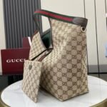 [Super Vip 1:1] Gucci Giglio Large Tote Bag Gg Canvas Beige And Dark Brown 60Cm 853971 Faffp 2547 - Image 6
