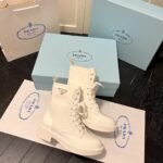 Prada Brushed Leather Abd Re Nylon Boots Creme 1T782M 3Lf7 F0F24 F B050 - Image 5