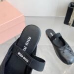 Miumiu Leather Ballerina Mules Black 5F451E Xuu F0002 F 005 - Image 5