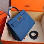 Hermès Kelly Sellier 25 Epsom Gold Hardware Dark Blue 25Cm - Image 3
