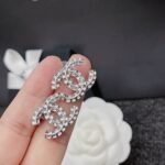 Chanel Cc Crystal Stud Earrings Metal Silver - Image 2