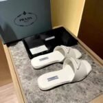 Prada Brushed Leather Slide In White - Image 9