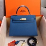 Hermès Kelly Sellier 25 Epsom Gold Hardware Dark Blue 25Cm - Image 2