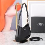 Prada Cleo Brushed Leather Shoulder Bag Black 27Cm 1Bc499 Zo6 F0002 V Ooo - Image 4