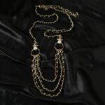 Chanel Cc Chain Faux Pearls Belt Gold Black - Image 3