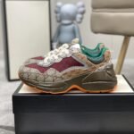 Gucci Women’S Gg Rhyton Sneaker ‎Beige Brick Red 619891 99Wg0 6060 - Image 4