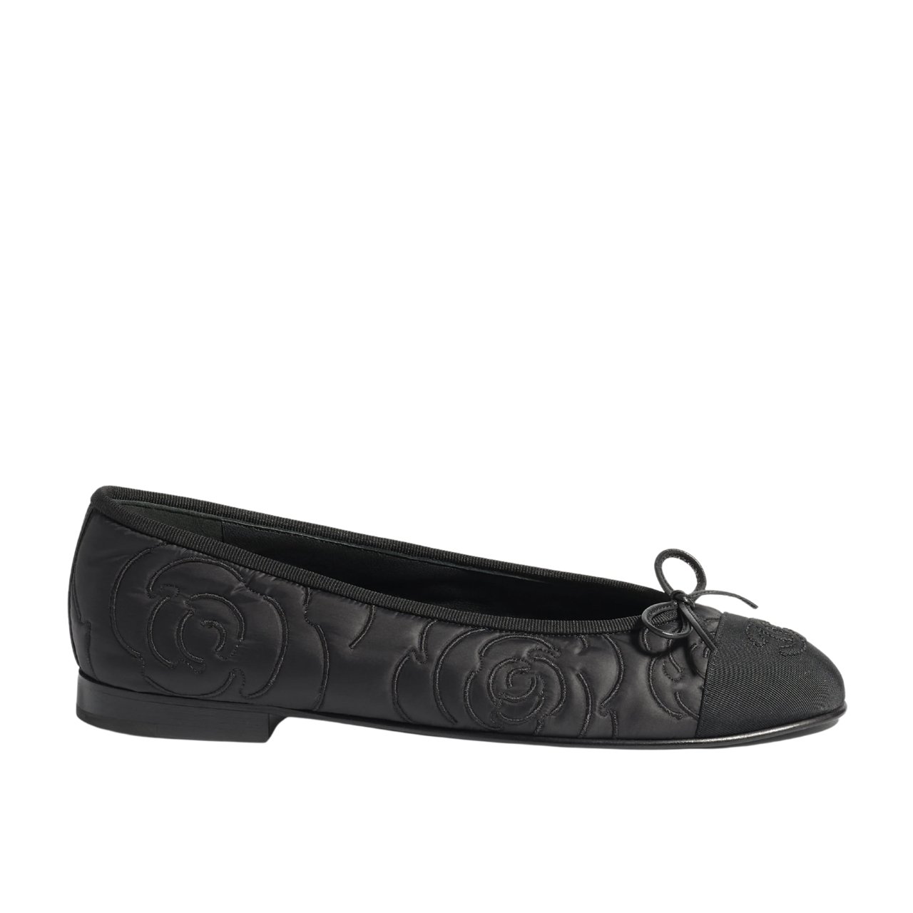 80-12 Chanel Ballet Flats Embroidered Fabric And Grosgrain Black G02819 B21026 94305 - Image 1
