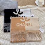 Chanel 24A Half Color Wool Scarf Beige 180Cm - Image 8