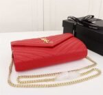 Saint Laurent Cassandre Matelassé Envelope In Grain De Poudre Embossed Leather Red 22Cm 695108Bow016008 - Image 4
