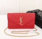Saint Laurent Cassandre Matelassé Envelope In Grain De Poudre Embossed Leather Red 22Cm 695108Bow016008 - Image 2