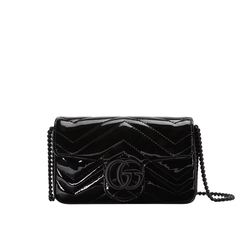 9-2-15 Gucci Gg Marmont Patent Super Mini Bag Black Patent 17Cm 476433 Aacde 1000 - Image 1