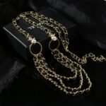 Chanel Cc Chain Faux Pearls Belt Gold Black - Image 4