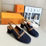 Hermes Infinie 50 Pump Denim Dark Blue H241047Z 49380 - Image 3