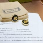 Gucci Interlocking 18K Stud Earrings Gold And Black 786554 J85F0 8030 - Image 3