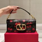 Valentino Garavani Locò Cherryfic Motif Shoulder Bag Black 26Cm - Image 2