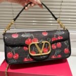Valentino Garavani Locò Cherryfic Motif Shoulder Bag Black 26Cm - Image 3