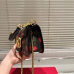 Valentino Garavani Locò Cherryfic Motif Shoulder Bag Black 26Cm - Image 4
