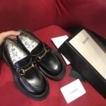 Gucci Women’S Leather Lug Sole Horsebit Loafers Black 577236 Ds800 1000 - Image 3