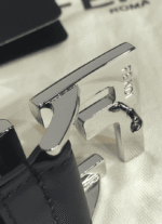 Fendi Black Leather Belt With Ff Silver Buckle 40Mm - Image 3