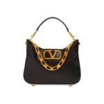 Valentino Garavani Small Stud Sign Leather Hobo Bag In Black