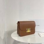 Celine Teen Triomphe Bag In Shiny Calfskin Brown 18Cm - Image 8