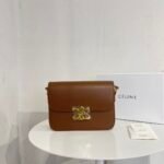 Celine Teen Triomphe Bag In Shiny Calfskin Brown 18Cm - Image 10