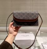 Celine Wallet On Strap In Triomphe Canvas And Smooth Tan 20Cm - Image 2