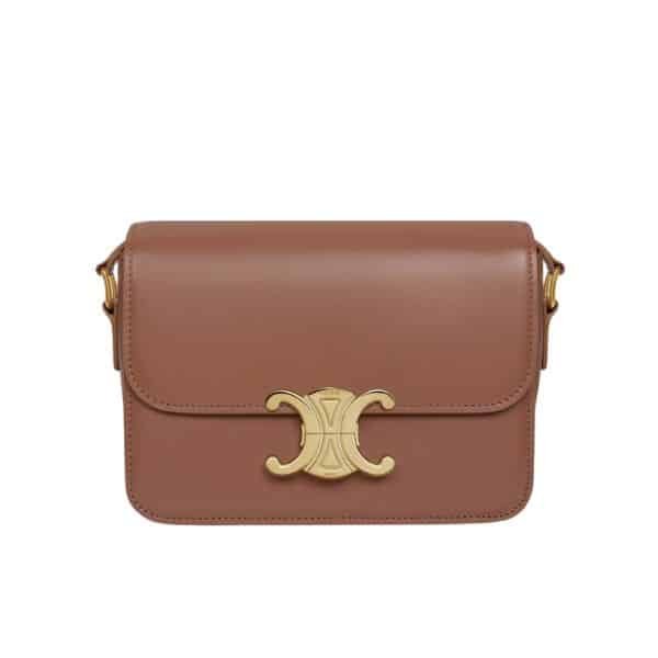 xr:d:DAFoTs-XpOY:576,j:7078929516091401420,t:23071711 Celine Teen Triomphe Bag In Shiny Calfskin Brown 18Cm - Image 1