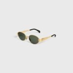 Summer Set: Celine Triomphe Panier In Raffia And Calfskin Tan And Sunglasses Metal Ovale Gold - Image 8