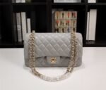 Chanel Classic Flap Gray Gold Hardware 25Cm - Image 10