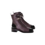 Chanel Combat Boots Burgundy And Black G45005 B13037 No807