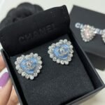 Chanel Heart Motif And Crystal Earrings In Blue - Image 3