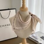 Chanel Coco Signature Silk Scarf In Beige 70Cm - Image 6