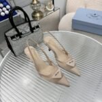Prada Mesh Fabric Slingback Pumps Travertine Stone 1I891N 099 F0485 F 075 - Image 4